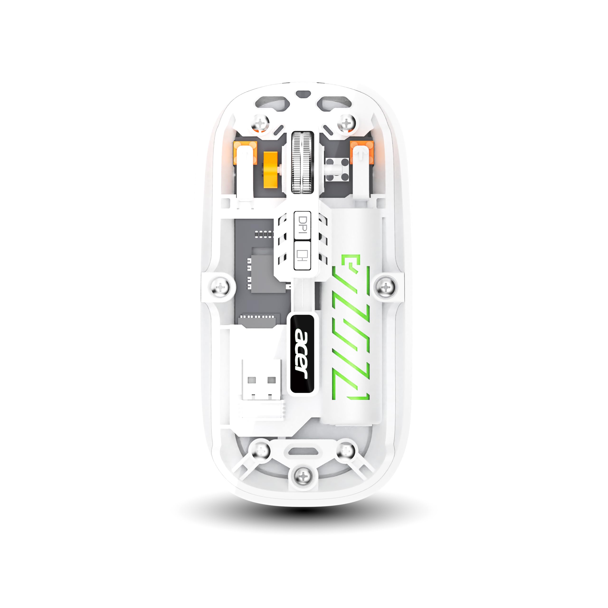 Acer Clearview Transparent Wireless & Bluetooth Rechargeable Mouse, USB Receiver, LED Colors, Bluetooth 2.4G Mini Lightweight Design for Office/PC/Mac/Laptop/Apple/ipad (White)-picture-11