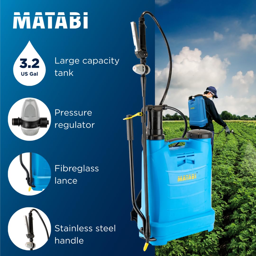 Matabi – Ręczny opryskiwacz Evolution 12 – 12 l – stal nierdzewna – zestaw dysz – profesjonalny – ergonomiczny – Hiszpania