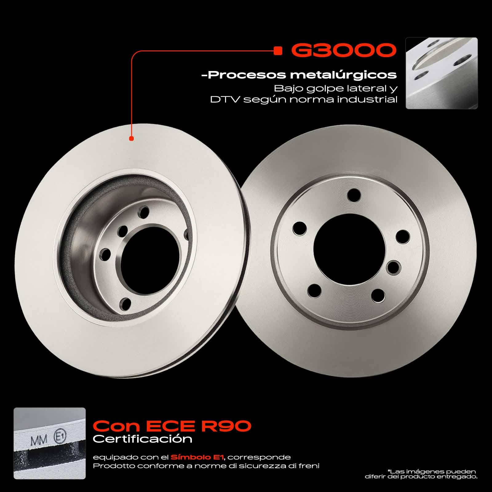 Frankberg 2 discos de freno + 4 pastillas de freno | Compatible con: Serie 1 Convertible E88, Serie 1 E81, Serie 1 Coupé E82, Serie 1 E87