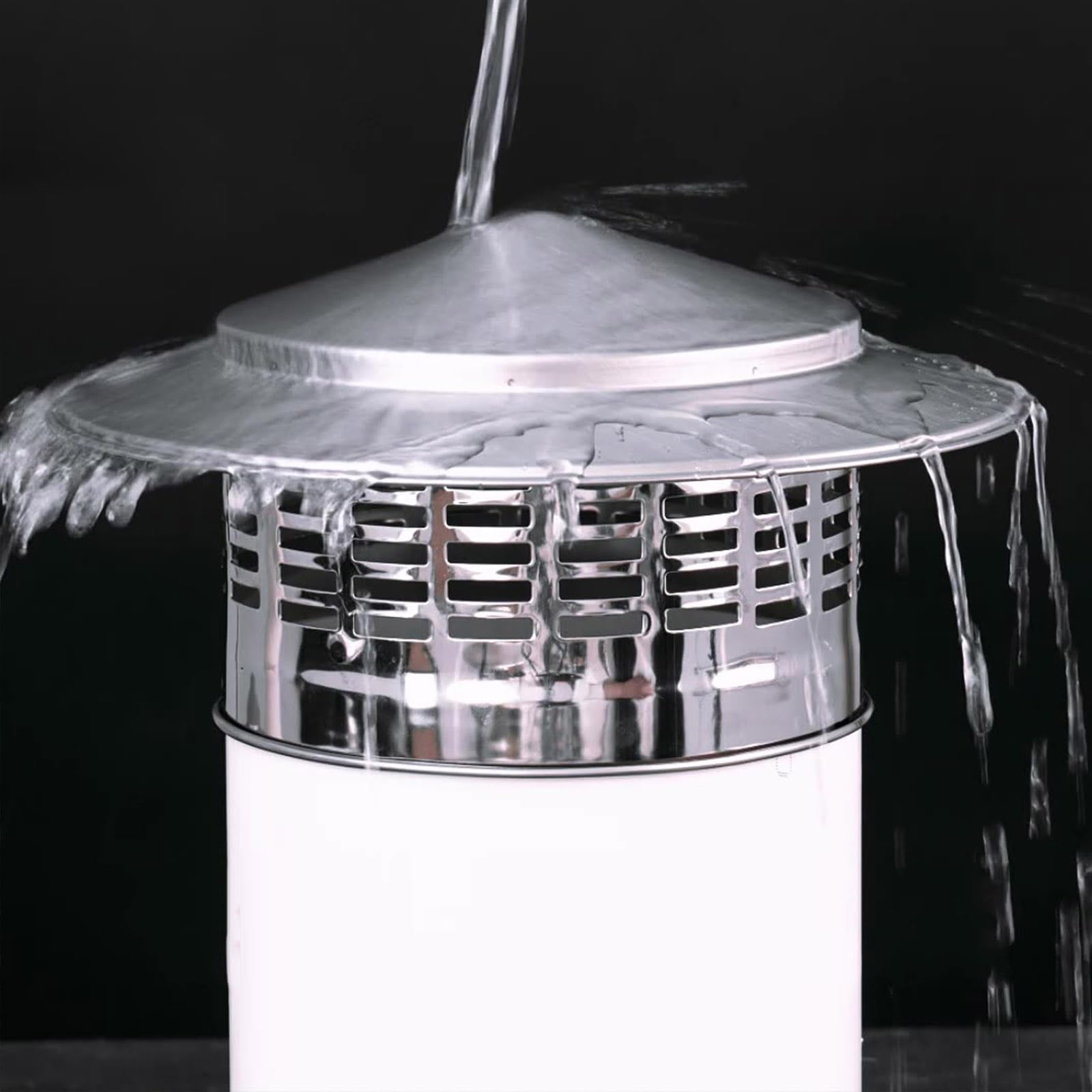 GKSNCJSMF Stainless Steel Chimney Cap for Outside, Flue Cowl Pipe Rain Cover Vent Cap,75mm-300mm All Weather Roof Round Ventilation Grille Cover,Rust Proof，for Stove Pipe(110mm/4.33in)