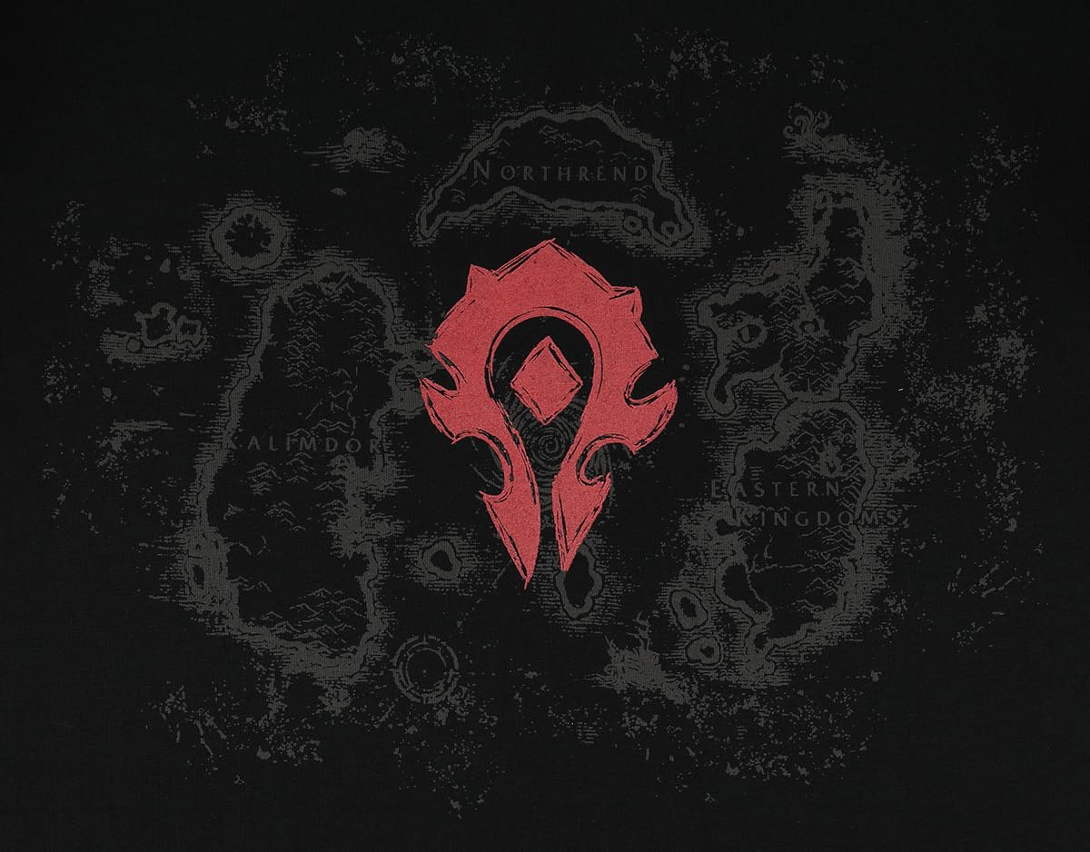 World Of Warcraft Azeroth Horde Homme T-Shirt Manches Courtes Noir Regular/Coupe Standard