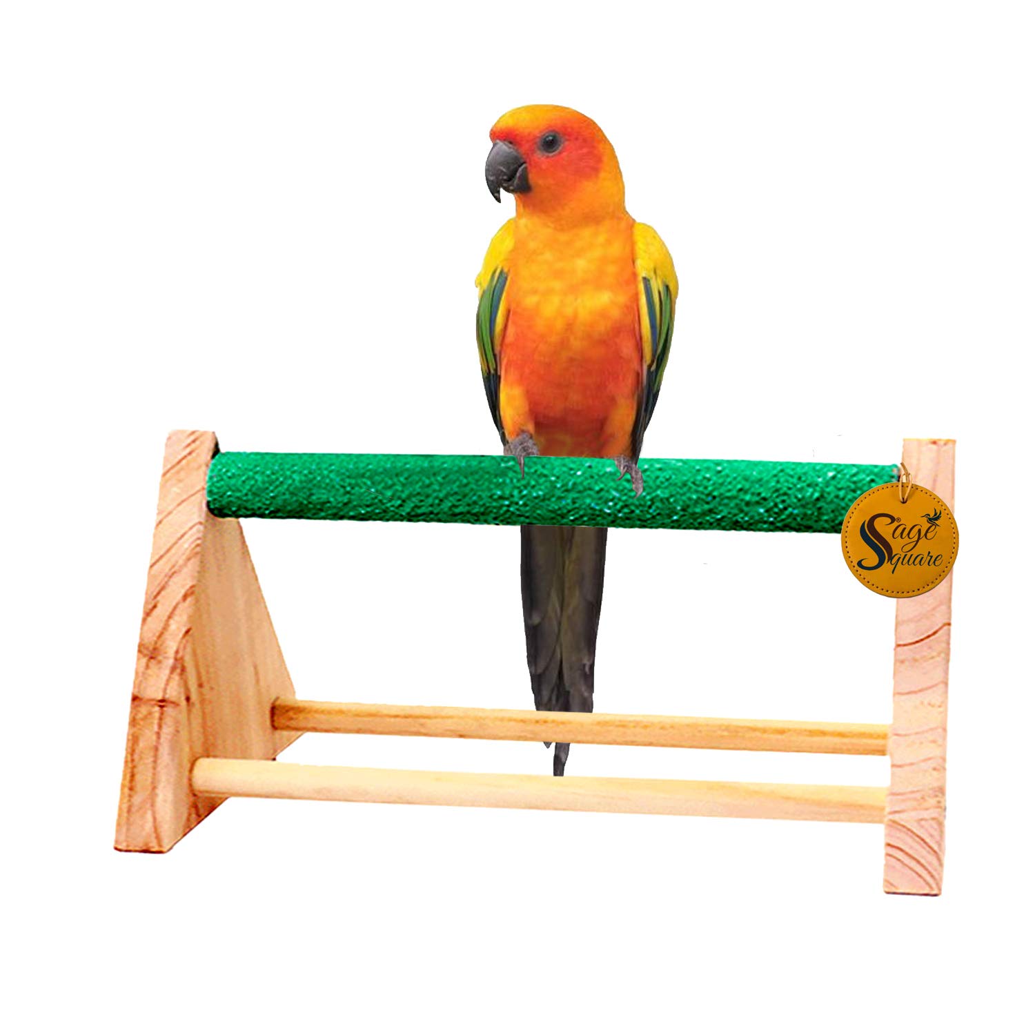 Sage Square 11 Inches / 28 cm Natural Wood Table Playful Climbing Cum Training Perch Bird Sand Stand/Bird Toy (B087CQGVSH) Amazon Price History, Amazon Price Tracker