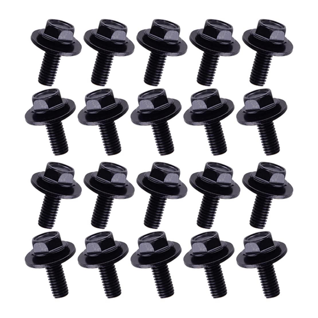 20 pièces Vis de carrosserie Noire pour Voiture - M6-1.0 x 16mm Long- 17mm Rondelle- 10mm Hex- J#180