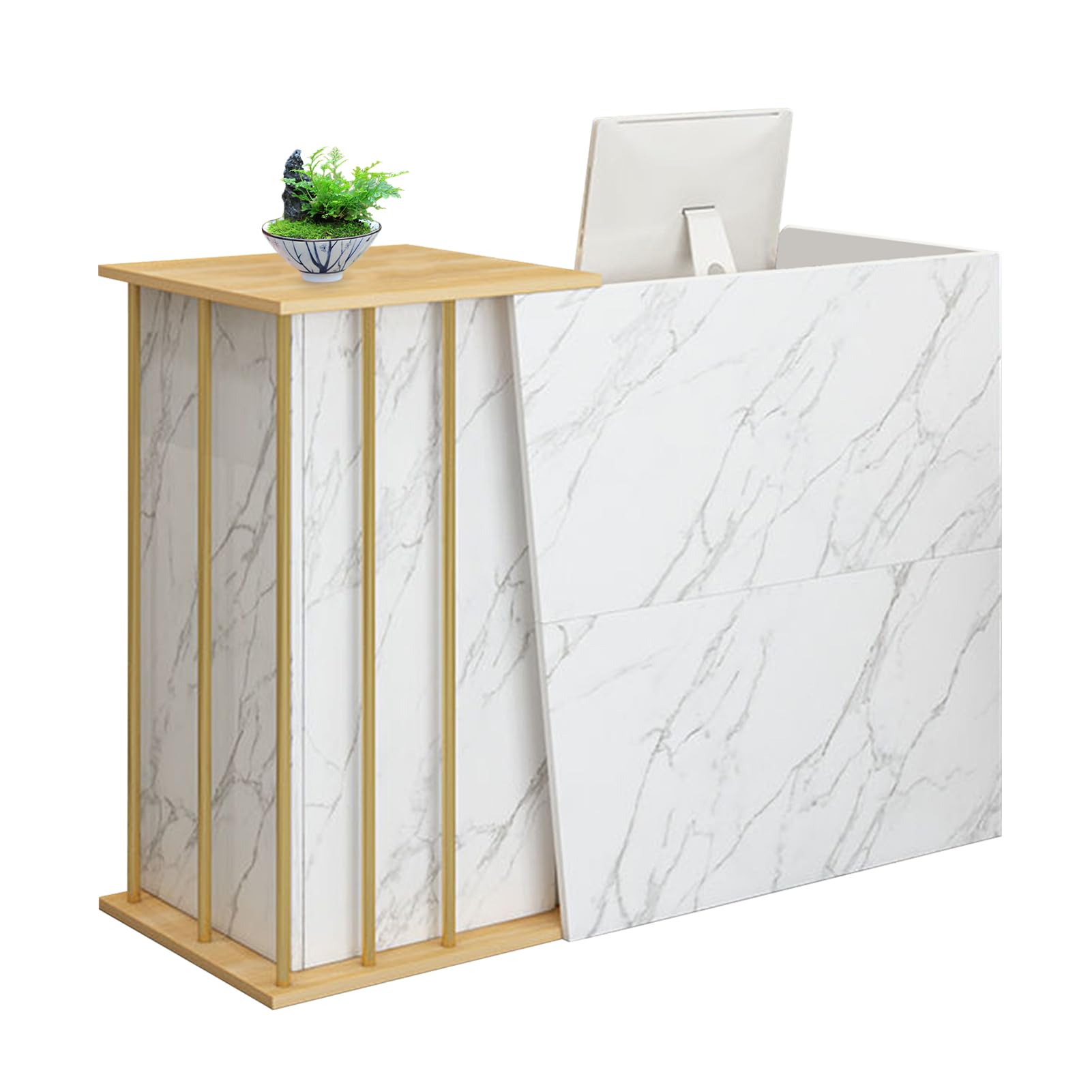 Eck-Empfangstisch für Einzelhandel, Boutique, Spa & Büro, 100 cm, Empfangstrese, Kassiererstation, stilvoller Willkommensschreibtisch für Geschäfte & Unternehmen