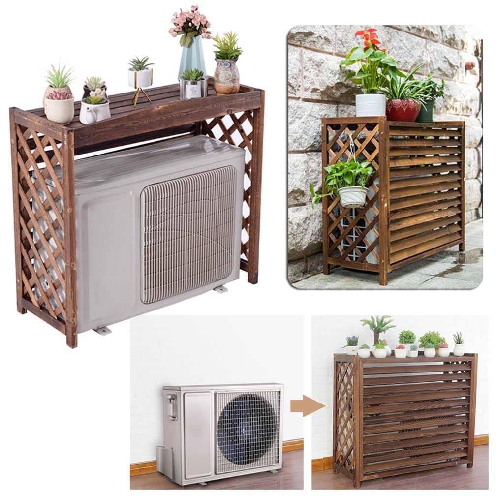Cache Climatiseur Extérieur En Bois - Protection Et Décoration Pour Balcon Ou Jardin