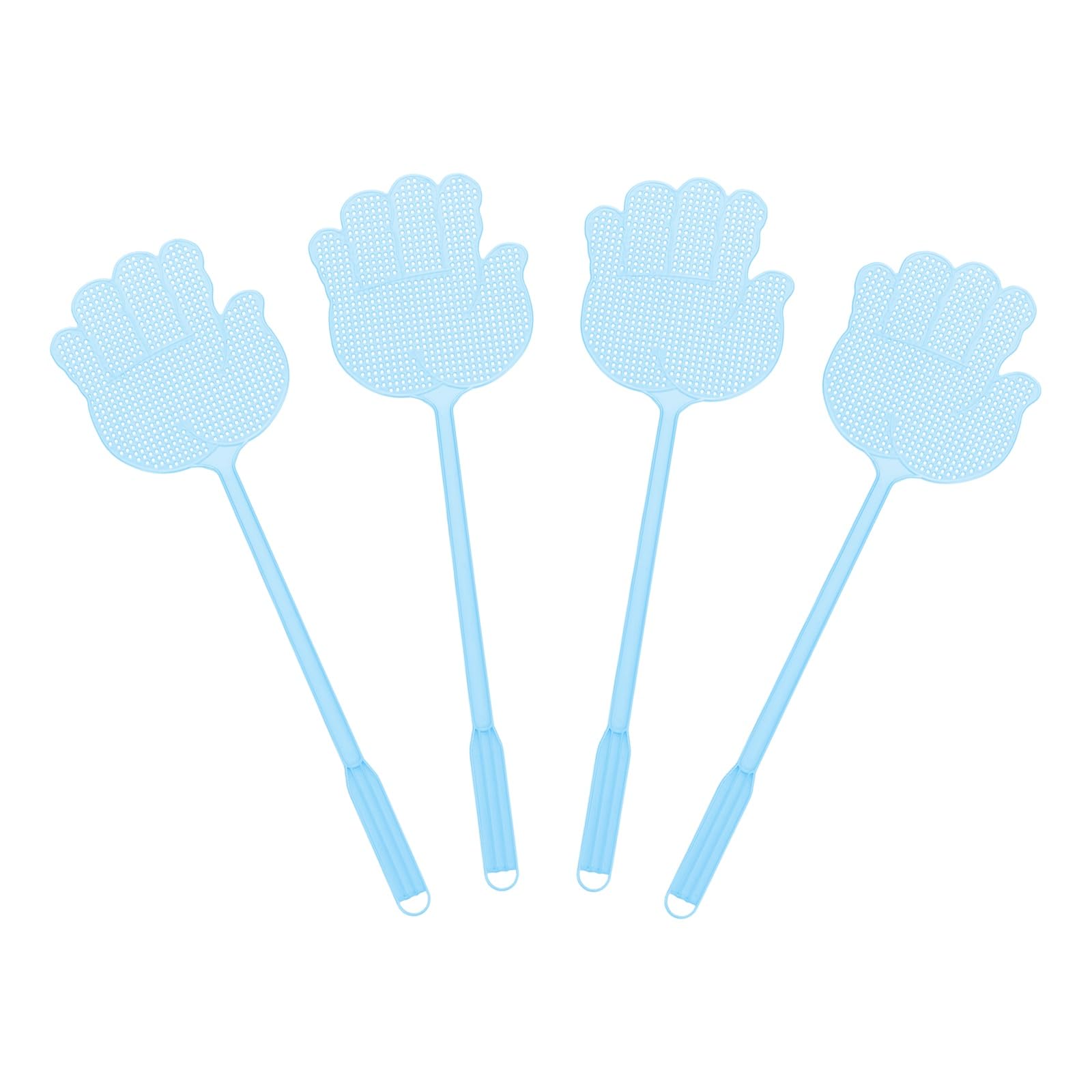 sourcing map 4pcs Fly Swatter 5.7"x5.3" Plastic Manual Heavy Duty Long Handle Fly Swatter for Home Indoor Outdoor, Blue