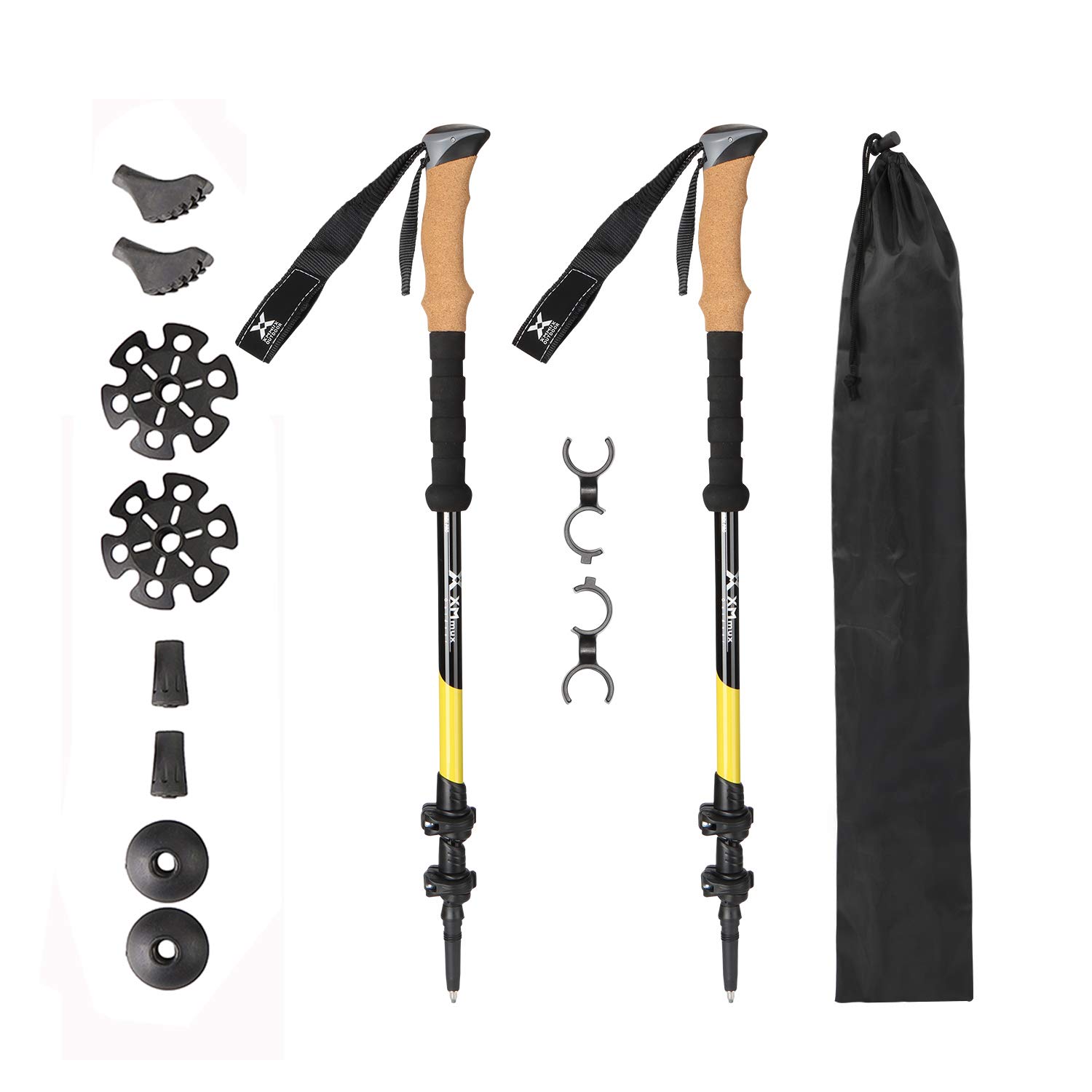 Aluminum Trekking Poles 2 pcs - Adjustable, Ultralight, Shock