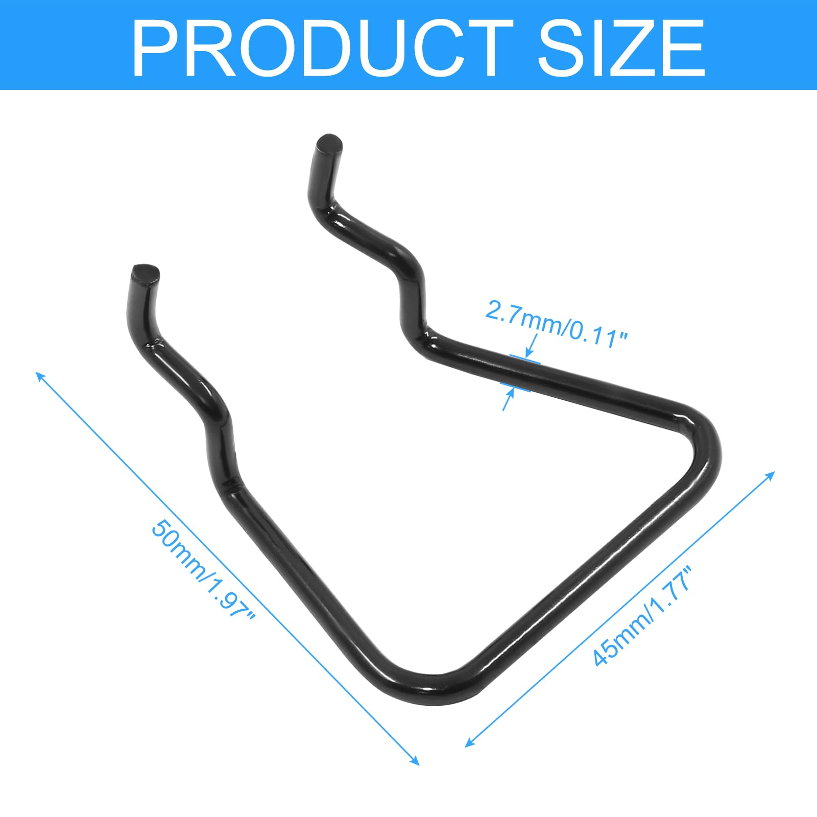 LifCratms 36Pcs Pegboard Plier Holders, Black Double Loop Pegboard Hooks Metal Shelving Display Hooks Pegboard Tool Holder Hangers Accessories for Store Shop Supermarket