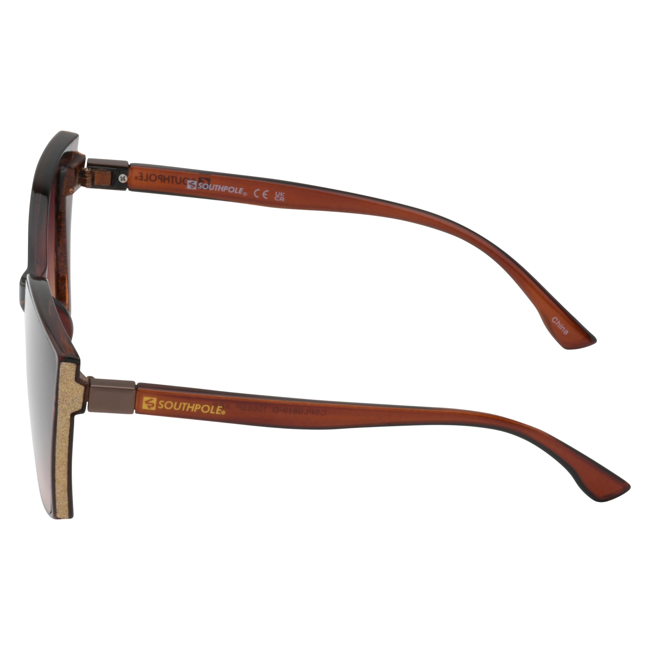 Southpole Gafas de sol brillantes de ojo de gato para mujer, color marrón cristal, 62 mm