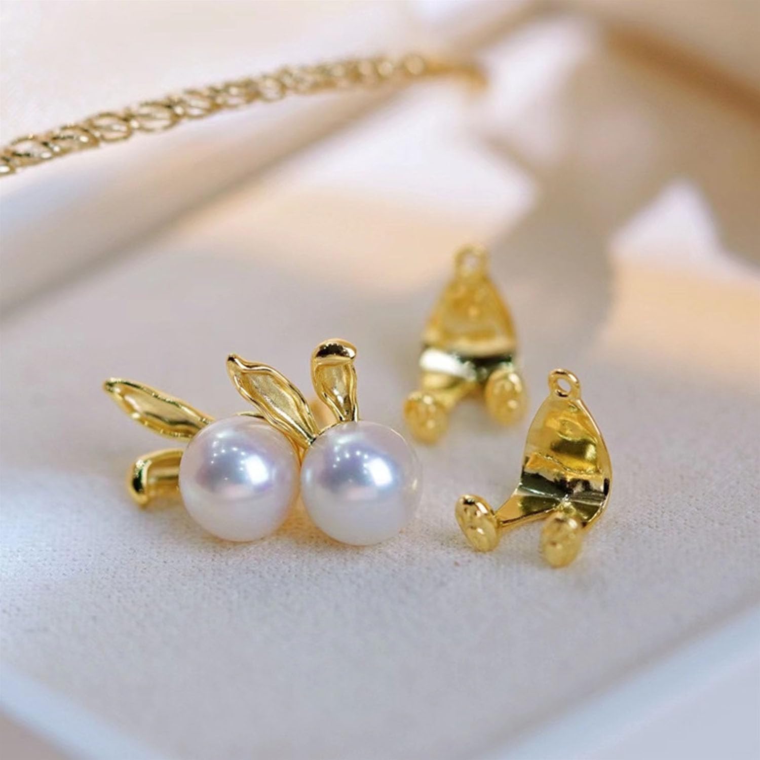 Easter Bunny Earrings for Women Cute Rabbit Earrings Pearl Bunny Jacket Earrings for Women Easter Jewelry - Image 5