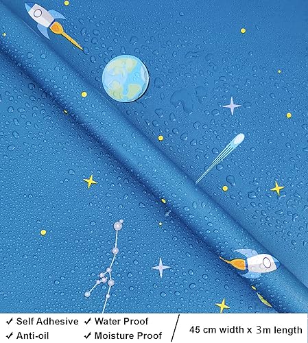 Image of Self Adhesive Peel & Stick 45 x 304 cm Waterproof Wallpaper for Living Room Hall Bedroom Decoration PVC Vinyl DIY Wall Stickers Multicolor, Count of (1, Space)
