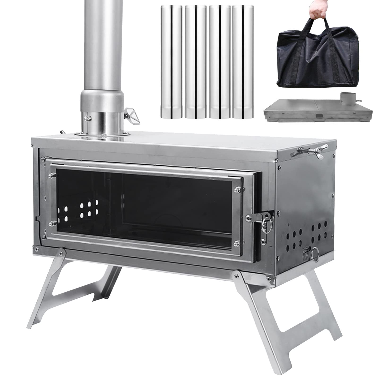 OZHOMY Camping Stove Hot Tent Stove, Ultralight Portable Camp Wood Burning  Stove with Chimney Pipe for Winter Camping, Hunting, Cooking, Hiking,  Fishing, Backpacking (Stainless Steel) : Amazon.ca: Sports u0026 Outdoors