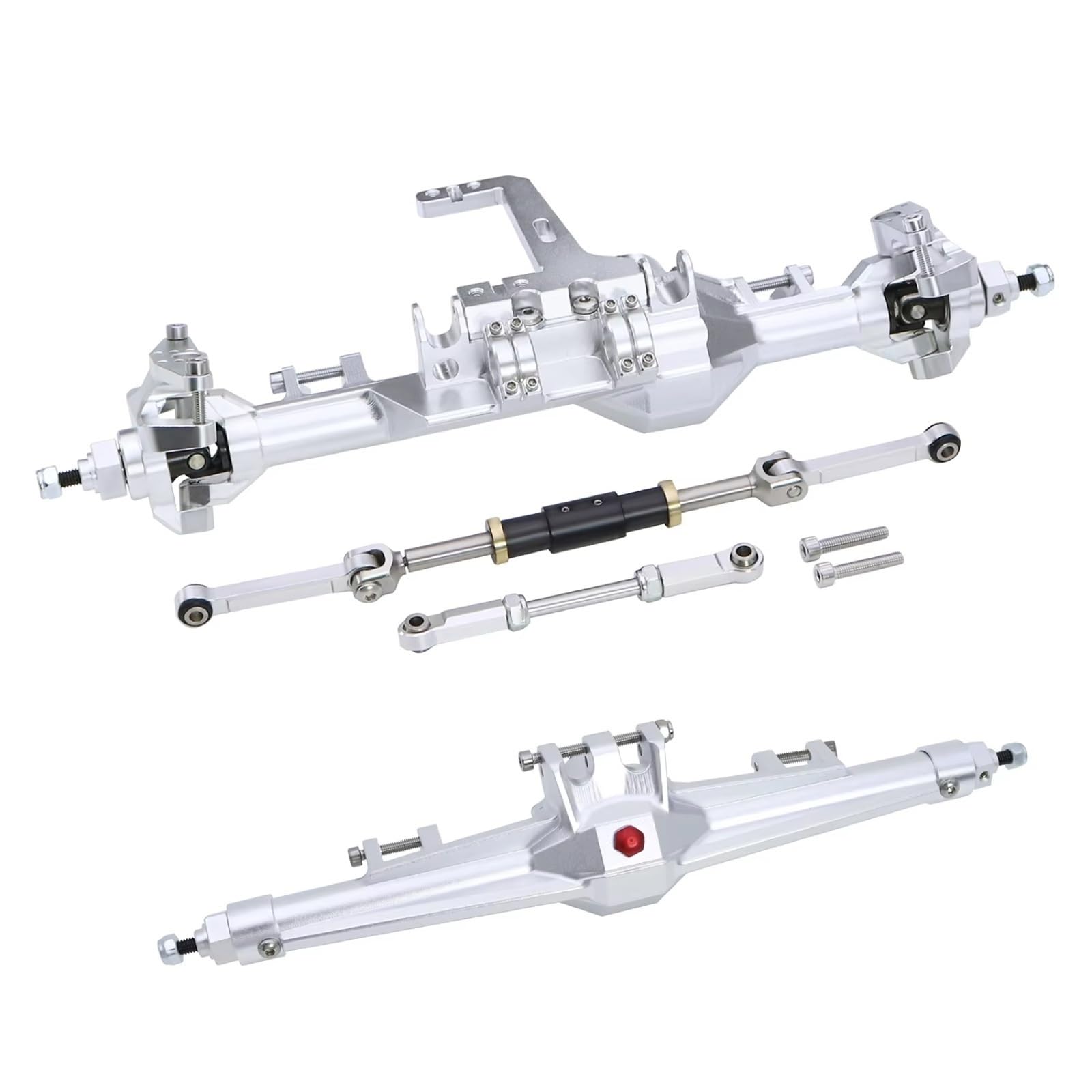 ASSE del Portale RC per Vanquish H10 1/10 RC Crawler Car Parti di Aggiornamento Accessori Ricambio Assale Anteriore Posteriore Dritto Alluminio(Silver,1 Set)
