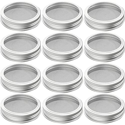 304 Stainless Steel Sprouting Lids for Wide Mouth Mason Jars and Making Organic Sprout Seeds 12 Pcs