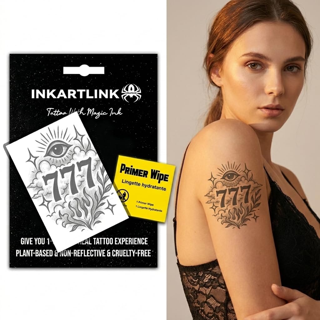 Amazon.com : INKARTLINK Temporary Tattoos for Adult, 777 Fake