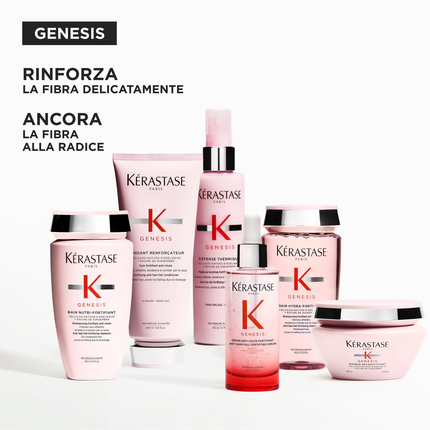 Kérastase, Genesis, Shampoo Professionale Fortificante per Capelli Indeboliti, Capelli Sani e Forti, Con Cellule Native di Stella Alpina e Radice di Zenzero, Bain Hydra-Fortifiant
