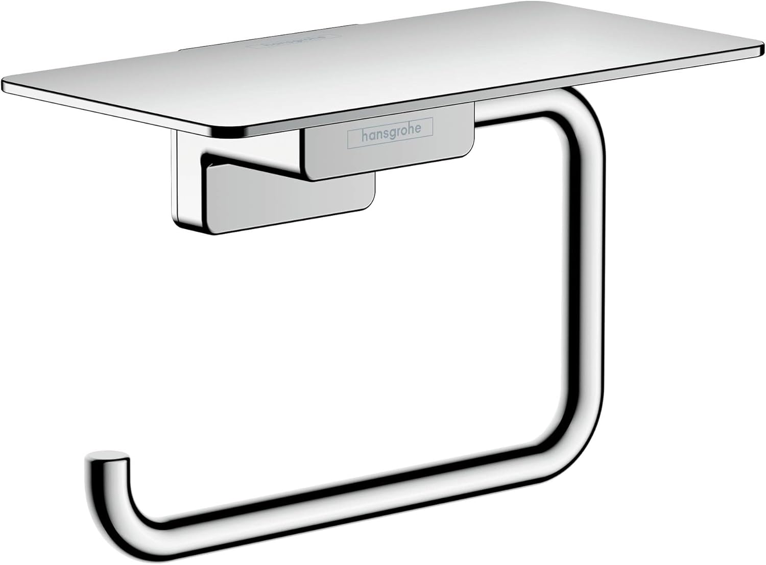 Chrome Wall-Mounted Toilet Paper Holder with Shelf