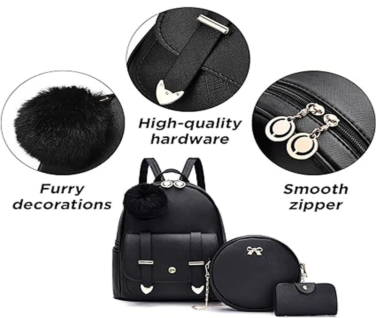 Alice Girls 3-PCS Fashion Cute Mini Leather Backpack sling & pouch set for Women//Rakhi gift for Sister (baby) (light sky) 2