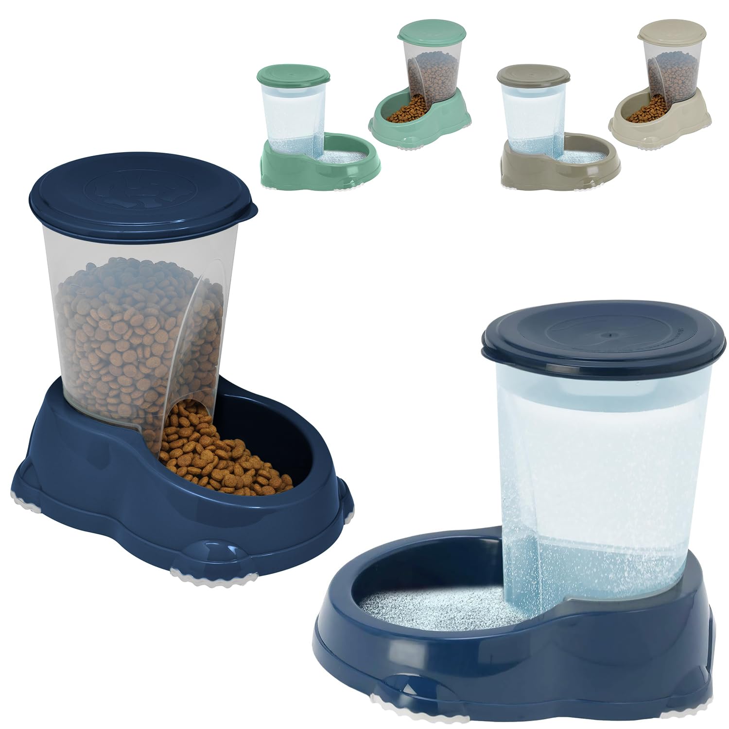 CAT CENTRE Smarty Snacker and Sipper 1.5L Automatic Gravity Dry Food Snacks Dispenser Dog Rabbit Small Animal Premium Pet Drinking Supplies Kittens Healthy Water Feeder Dark Blue โ image 1