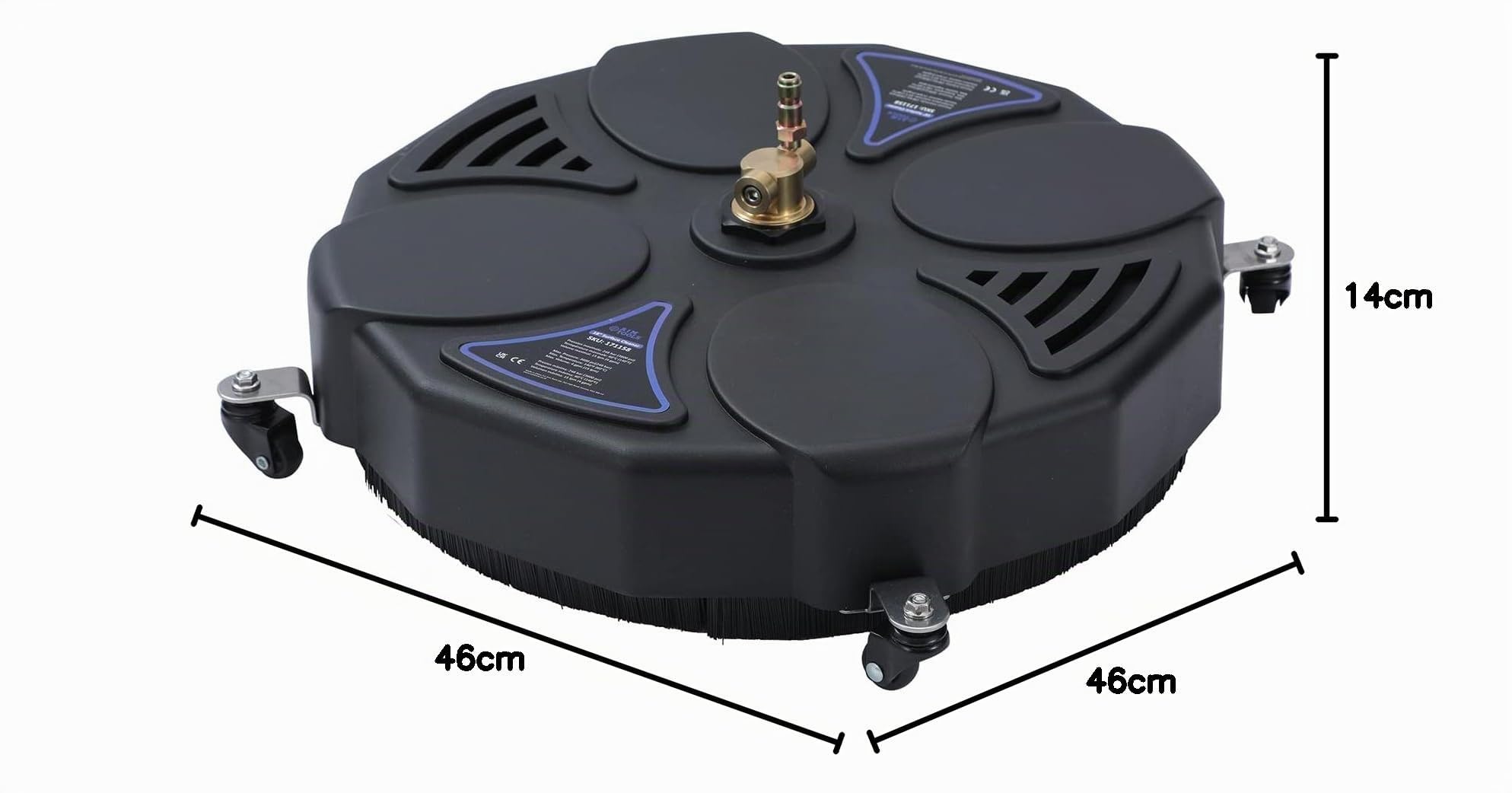 Aim Tools 18 Pollici Idropulitrice Accessorio per Pulizia Superfici 3600 PSI con 4 Ruote Piroettanti per Pulizia Pavimenti, con 2 x16" Bacchette di Estensione e 2 Ugelli di Ricambio