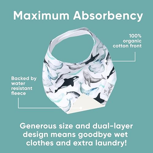 Miniatura 226 de Copper Pearl Paquete de 4 baberos de algodón suave para babeo y dentición, baberos absorbentes para bebés niñas y niños, ajustables para adaptarse a