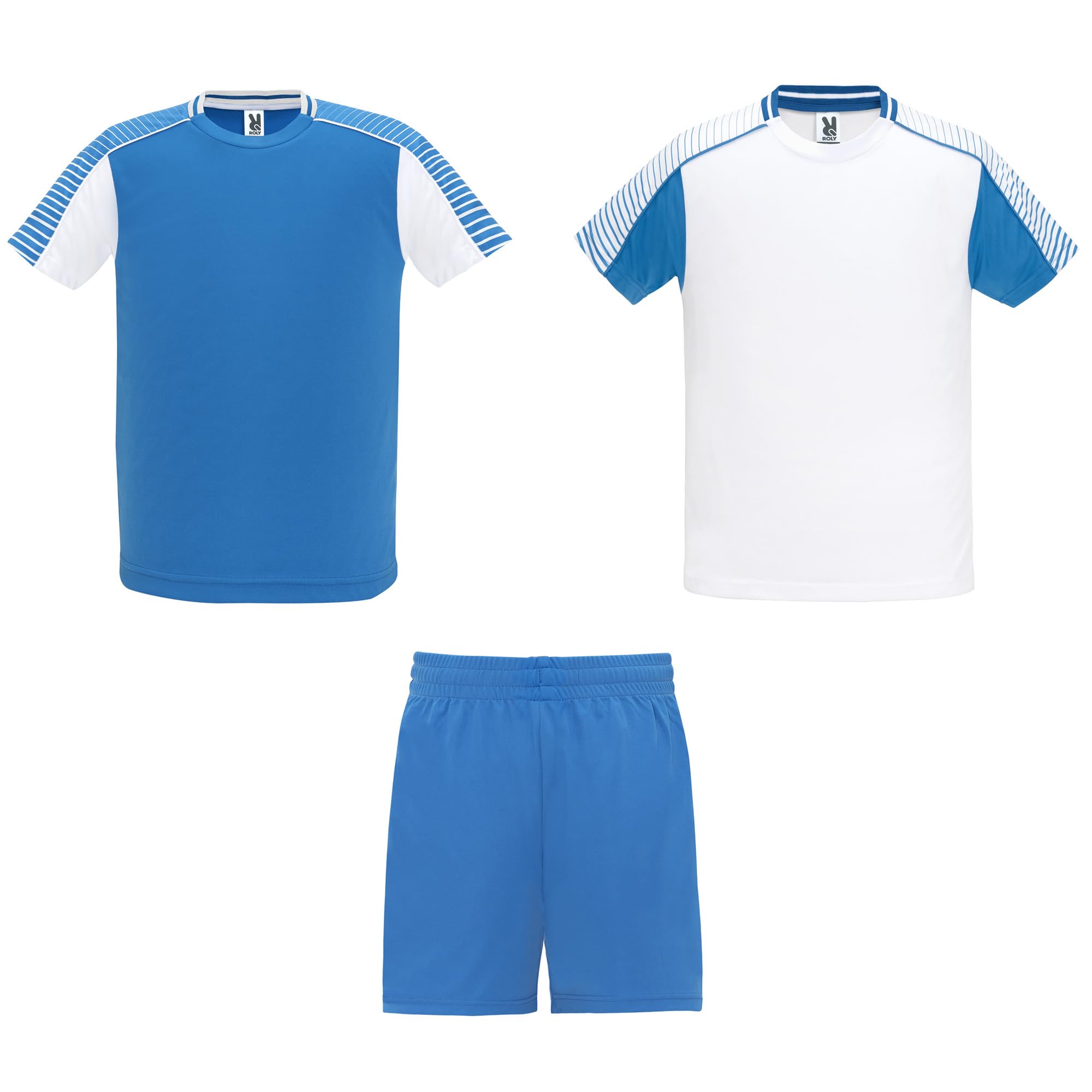 Completo Calcio Personalizzabile 0525 Roly Maglietta e Pantaloncini 2 Maglie e 1 Pantaloncino Personalizzabili con Nome e Numero Compreso Tifosi Nero azzurri PS 40394
