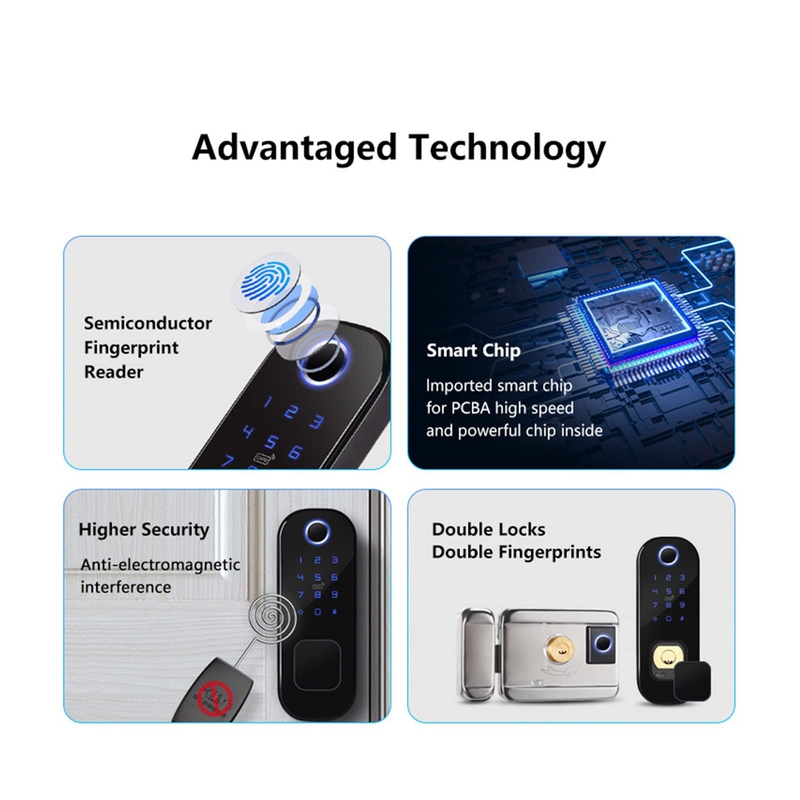 Maniglia di sicurezza elettronica senza chiave intelligente antifurto Smart Outdoor Tuya Serratura a doppia faccia for impronte digitali
