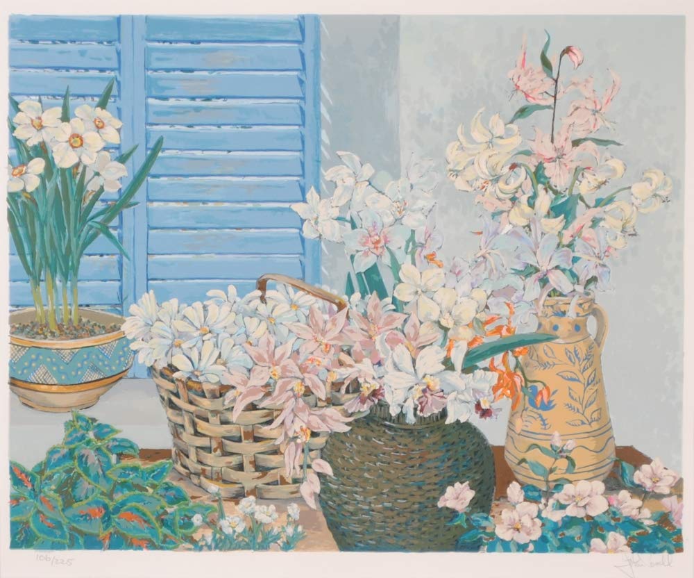 Amazon | 花 絵画 シルクスクリーン 版画 ジョン・ポーウェル