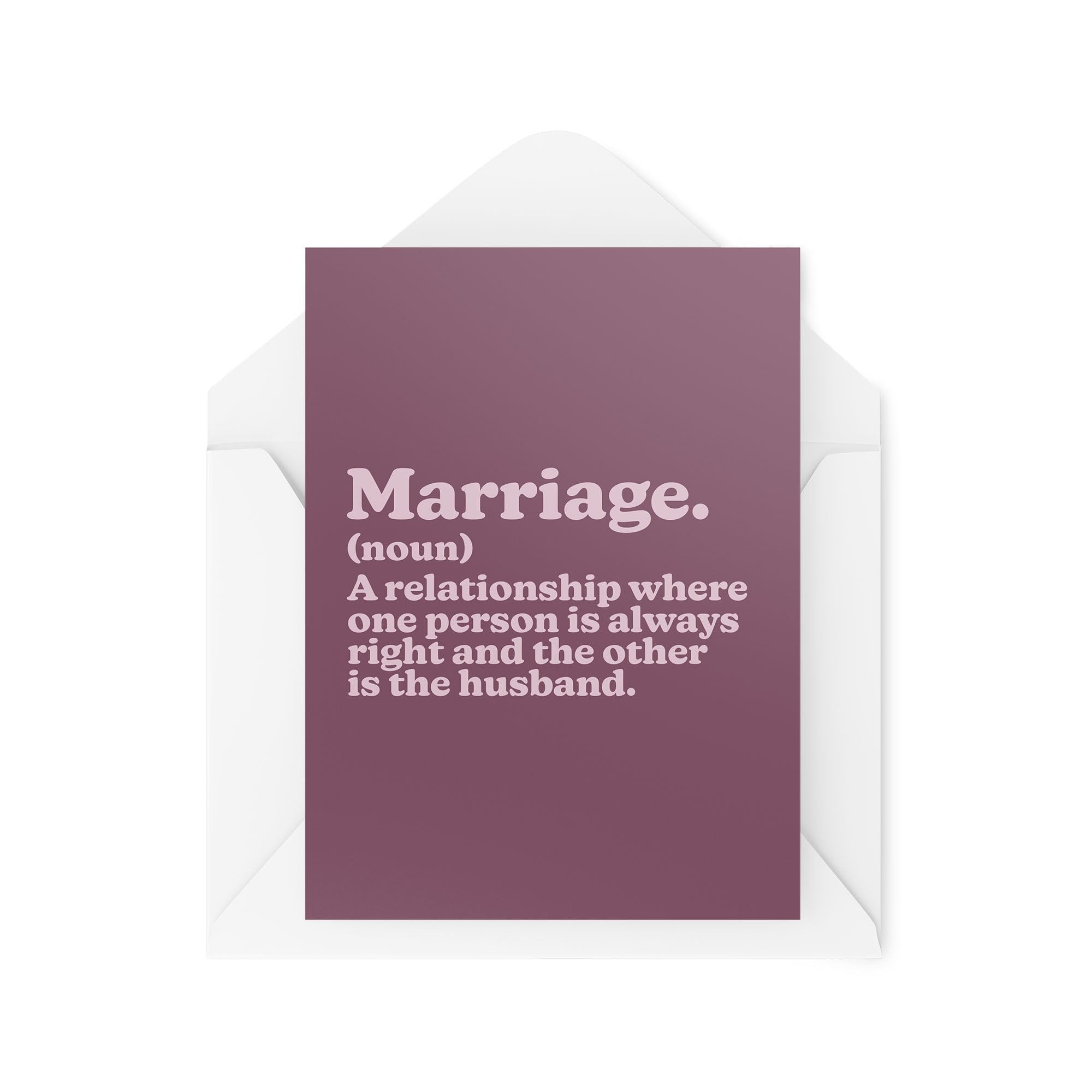 Funny Wedding Cards for Husband Wife - Marriage Definition - Funny Anniversary Cards - Congratulations Cards - CBH1808