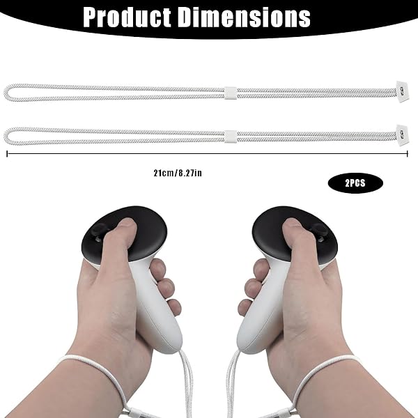2pcs Controller Wrist Straps,Durable & Adjustable Controller Hand Straps White Adjustable Hand Lanyards Easy To Attach Vr Accessories - 2