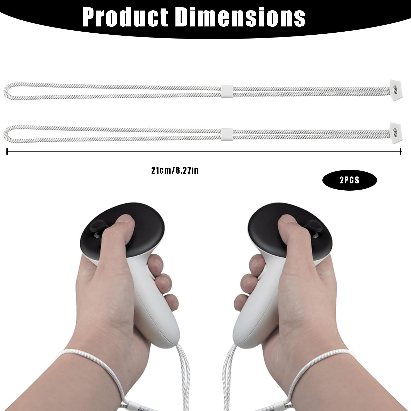2pcs Controller Wrist Straps,Durable & Adjustable Controller Hand Straps White Adjustable Hand Lanyards Easy To Attach Vr Accessories — view 2