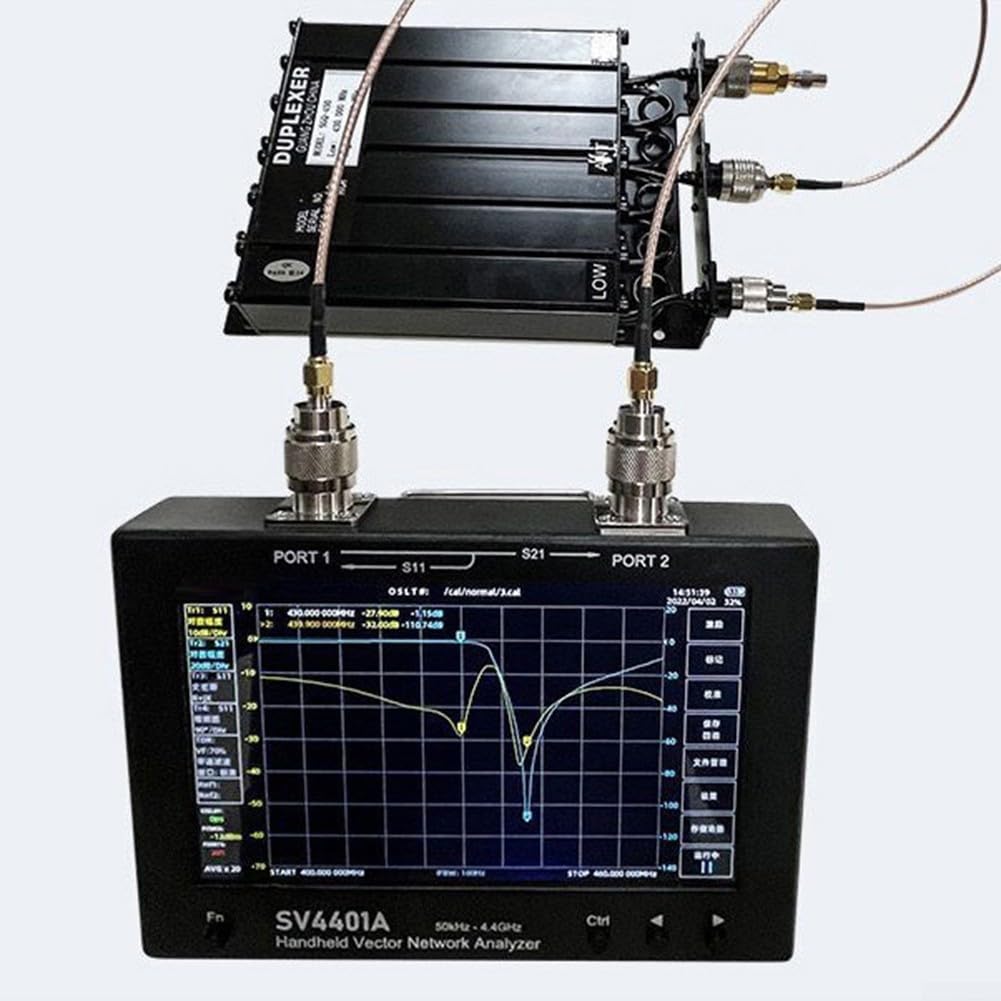 Tragbarer VNA-Handanalysator, 50 kHz bis 4,4 GHz, SV4401A, 17,8 cm LCD-Bildschirm, 100 dB, dynamisches RF-Testmodul für Tuning