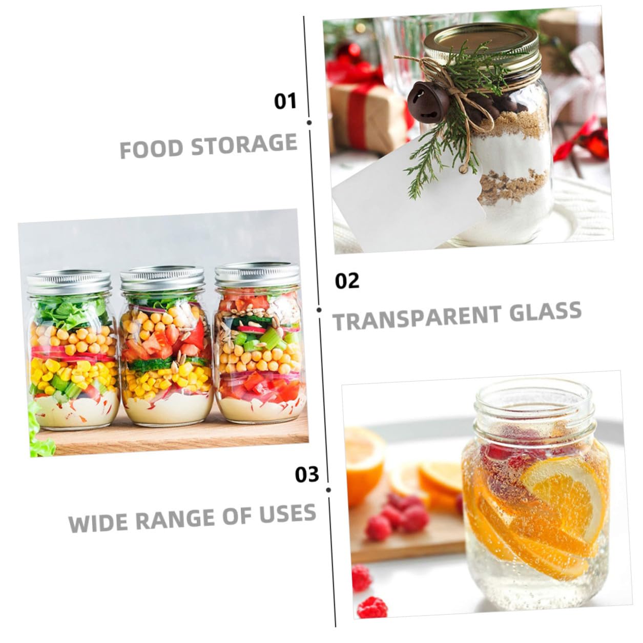 6 Stück Teiliges Runde Glas Vorratsdosen Luftdicht Versiegelte Marmeladengläser aus Klarem Umweltfreundlichem Glas Einfache Reinigung für Trockenfrüchte Tee und Aufbewahrung
