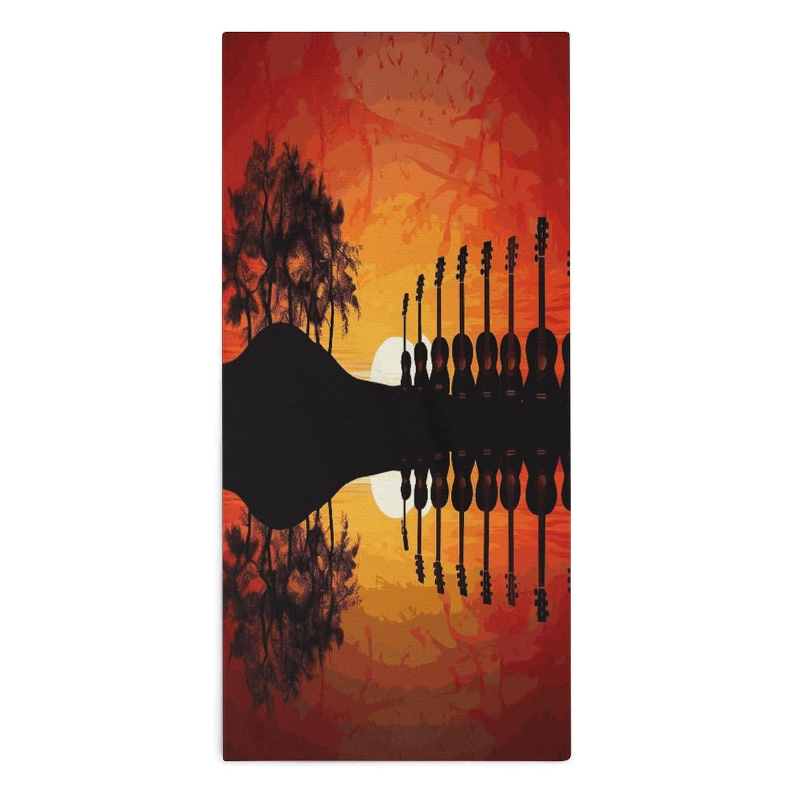 Btcowzrv Style Guitar Music Sunset Bath Towel Beach Towels Shower Towel