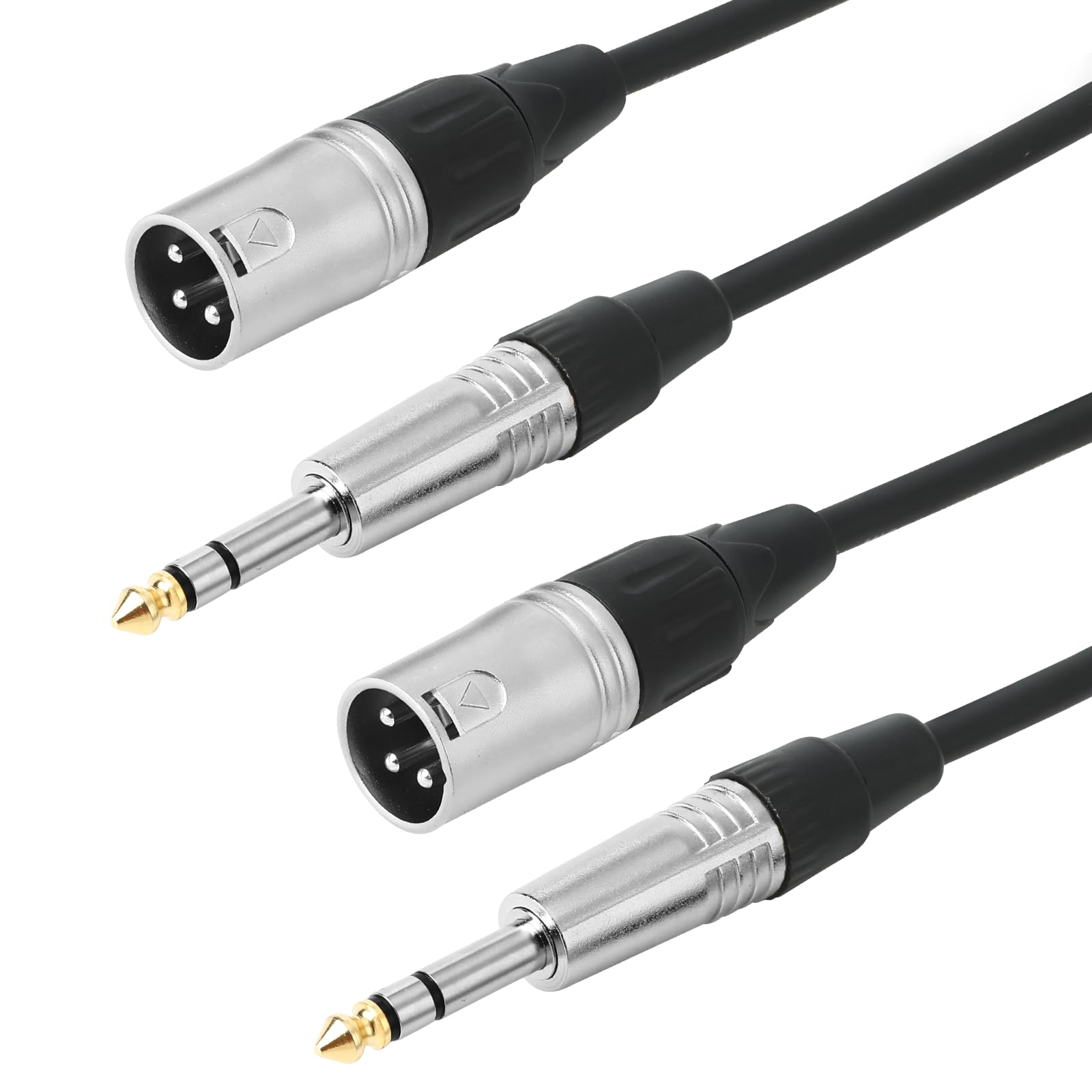 Cable XLR macho a 1/4 TRS Jcak de 6 pies, enchufe TRS de 6.35 mm a XLR macho de 3 pines a cable de micrófono de interconexión TS macho equilibrado (paquete de 2)