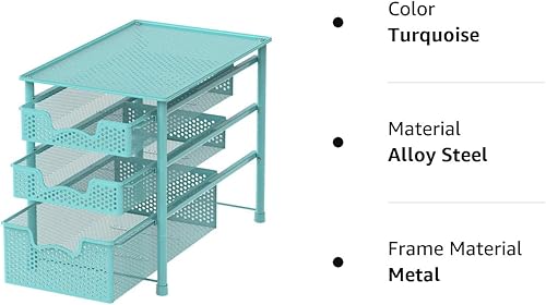 Miniatura 8 de Simple Houseware - Cajón organizador apilable de 3 niveles, turquesa
