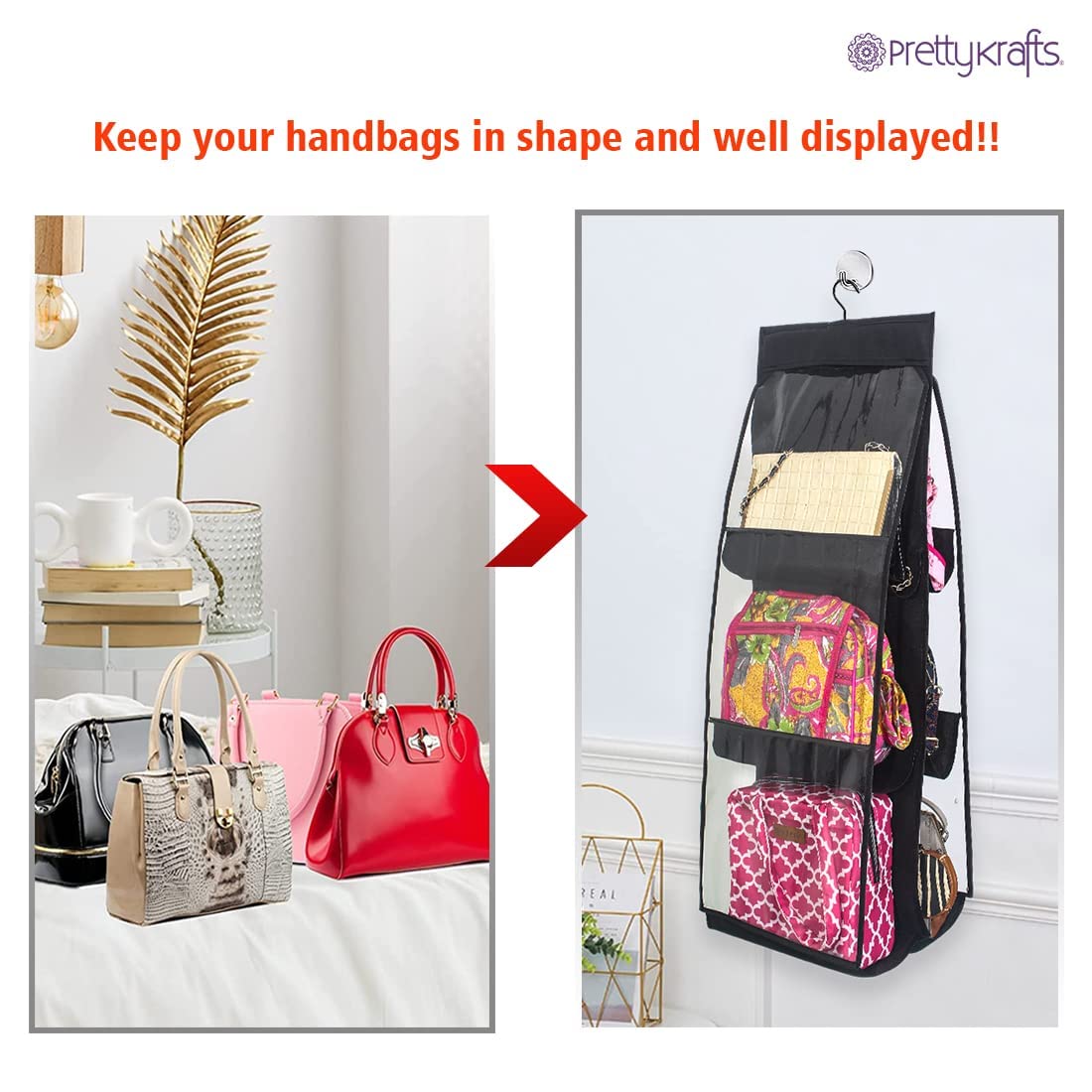 PrettyKrafts Pretty KRAFTS Purse/Handbag Hanging Storage Organiser - Black 3