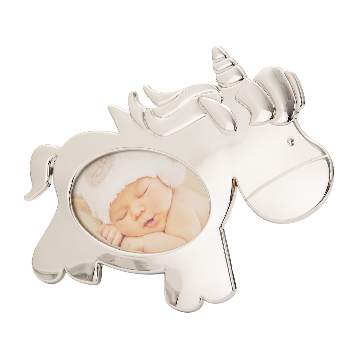 Happy Homewares Baby Oval Picture Frame - Nickel Plated Metal - Silver