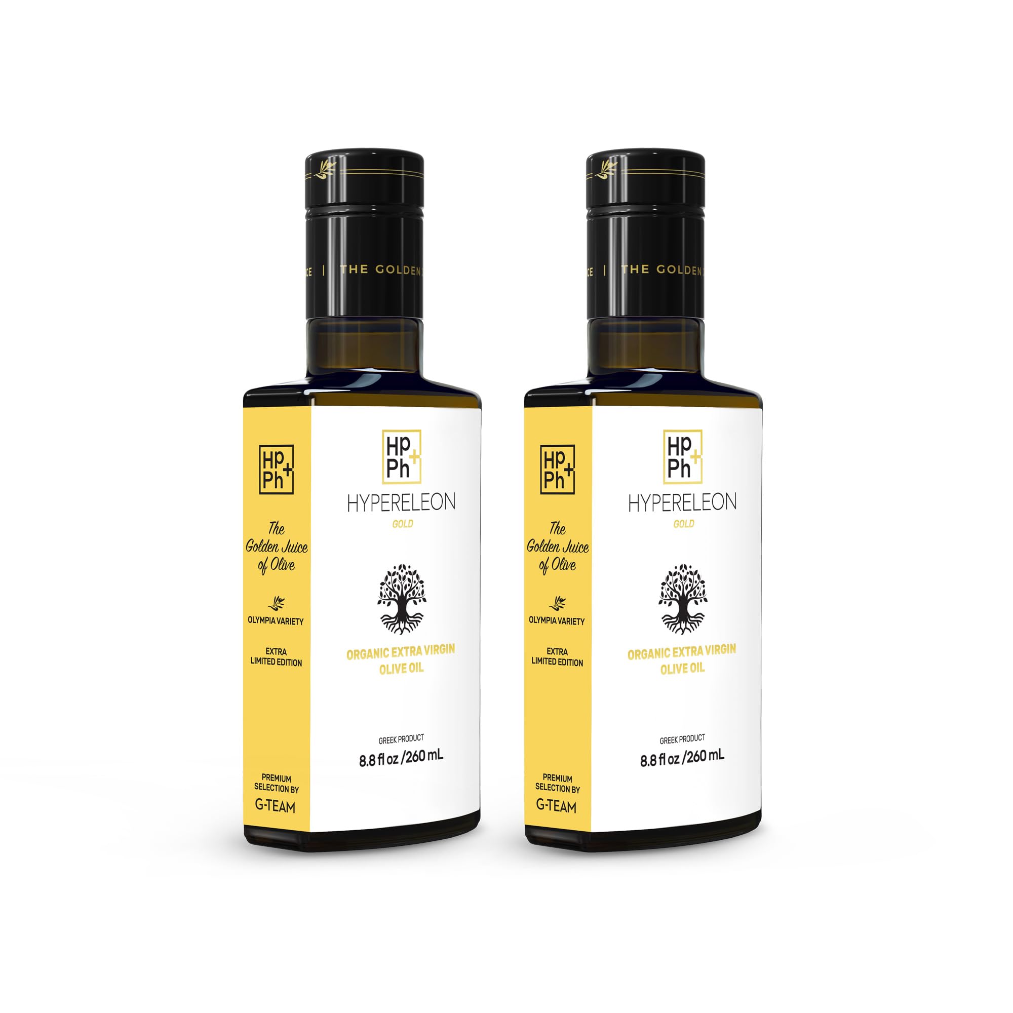 HYPERELEON GOLD | Premium, Organic, Extremely High Phenolic, Greek Extra Virgin Olive Oil 100% Pure & Natural | Bio & Unfiltered | 85 Top INTERNATIONAL Awards | 260ml (Pack of 2)