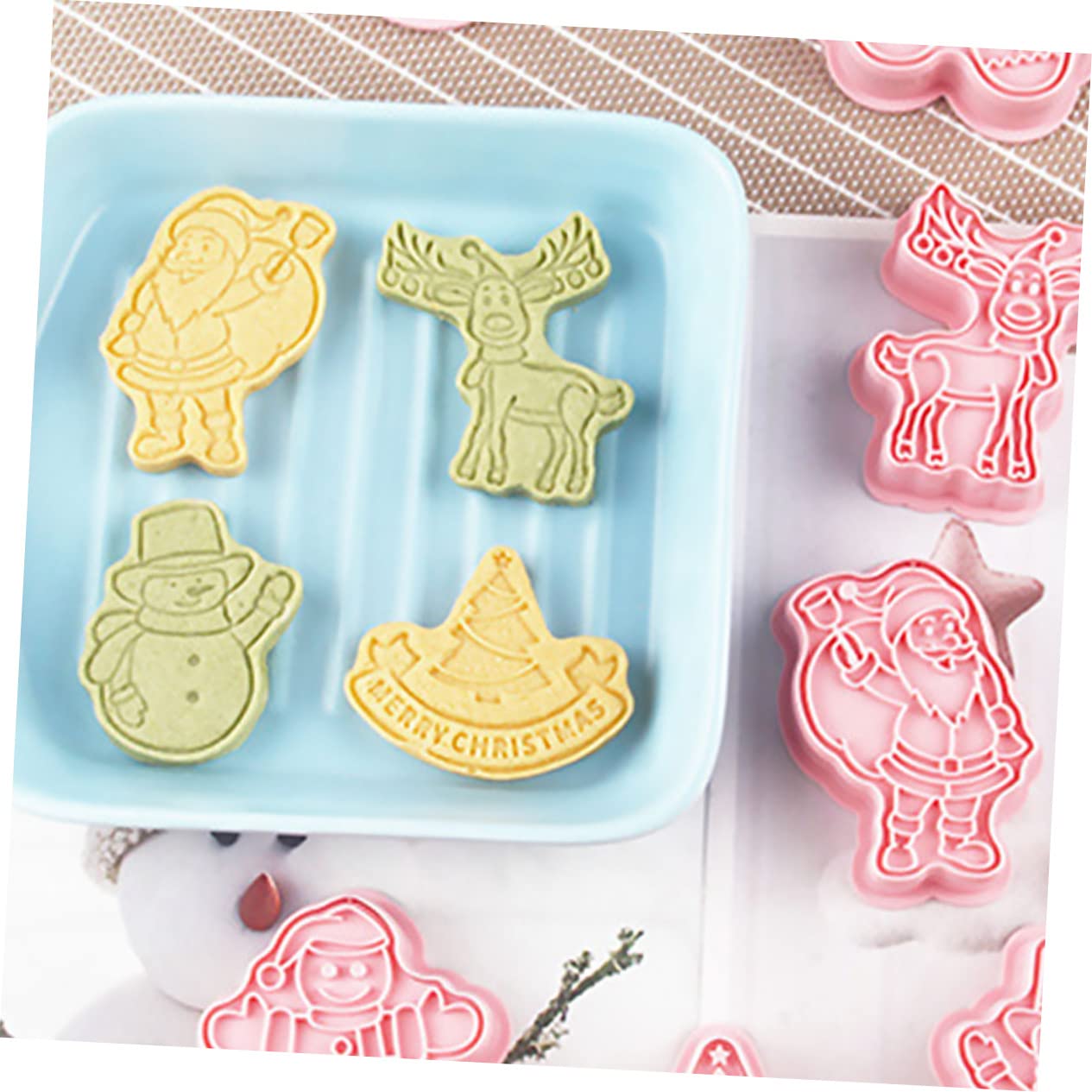 Cabilock 5 Juegos Molde De Galletas Decoraciones De Pastel De Galletas Equipo Navidad Pequeños Cortadores De Galletas Oro Cortador De Galletas De Caldero Día Festivo Rosa Páginas 8 Uds * 5
