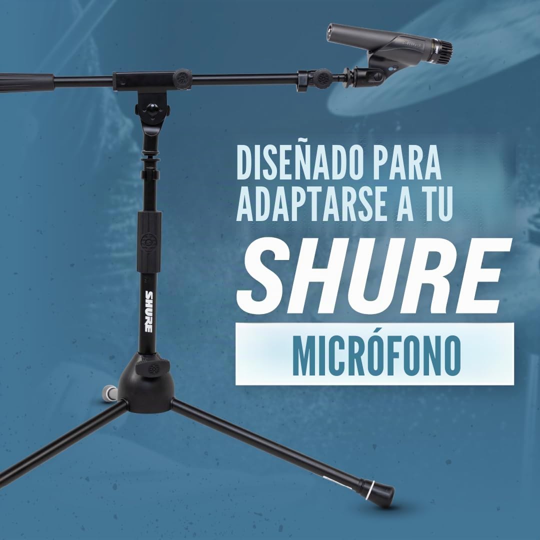 Shure by Gator Stage & Studio Series; Pie de trípode para micrófono Shure de perfil bajo con altura ajustable y brazo telescópico; (SH-TRIPODSTANDLP)