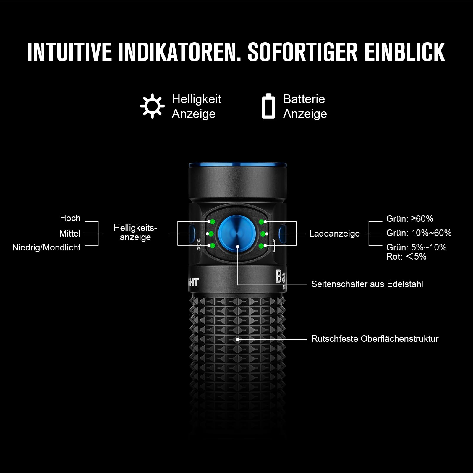 OLIGHT Baton 4 LED Kleine Taschenlampe Wiederaufladbare für Alltag
