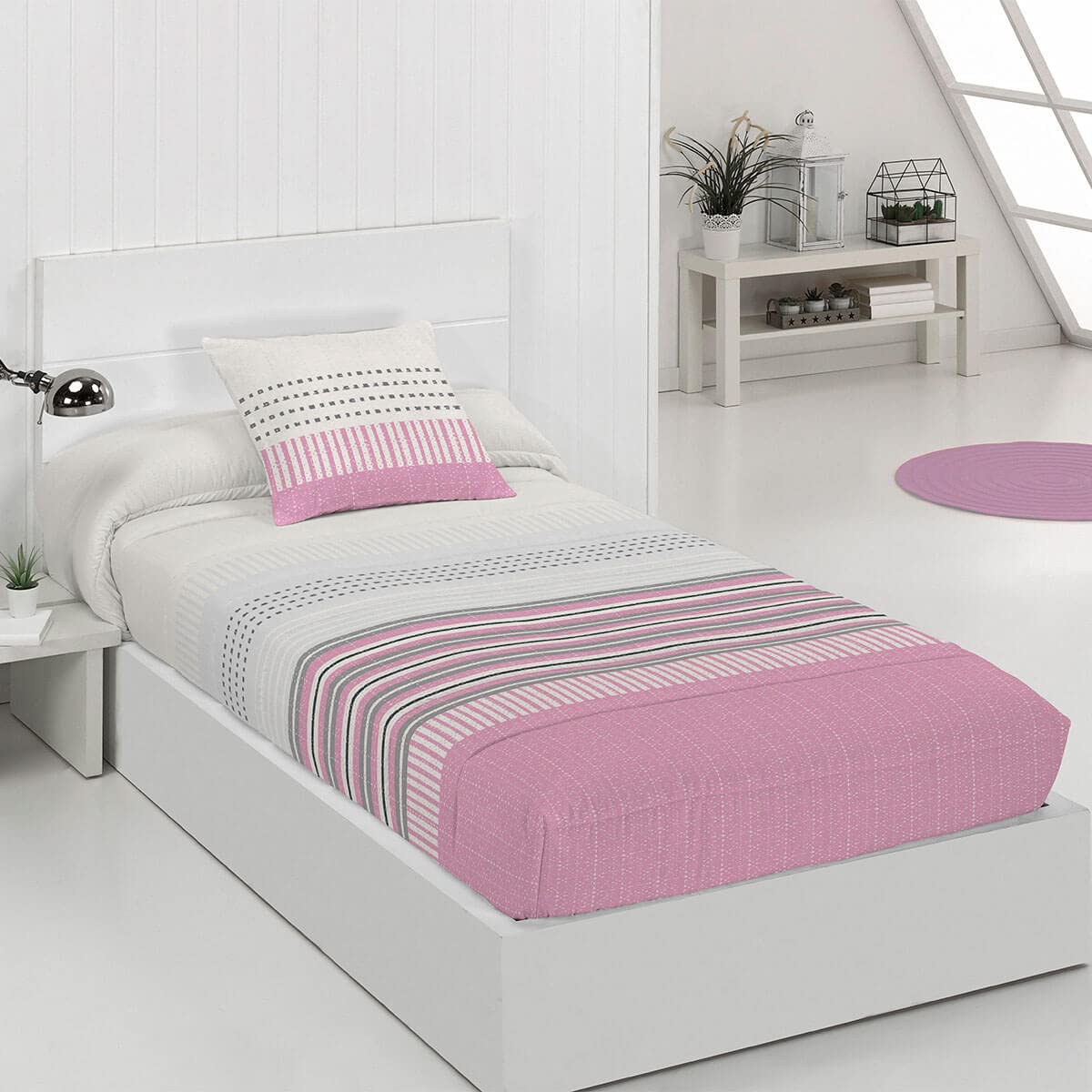 Lanovenanube Edredón Ajustable Niza - Cama 90 cm - Color Rosa