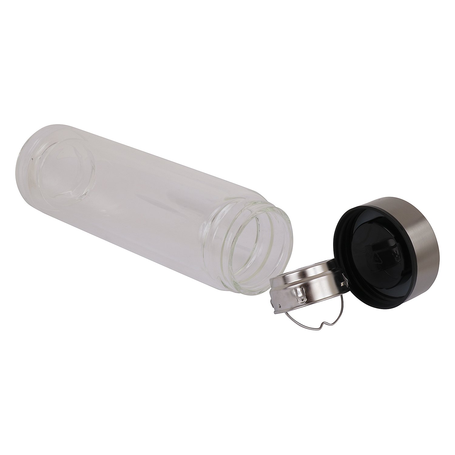 Budwhite Double Walled Borosilicate Glass Tea Bottle with in-bulit Stainless Steel Tea Infuser at The Bottle Neck, Capacity -350ml,Convenient Brewing of Green Tea/Herbal Tea