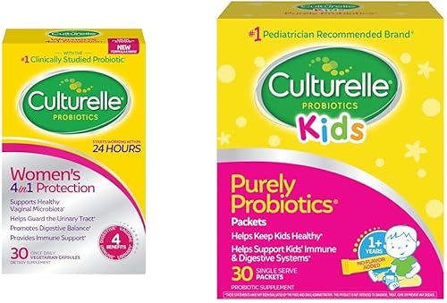 Culturelle Probióticos diarios para mujeres y niños, digestivo, salud inmunológica, 30 cápsulas y 30 paquetes individuales