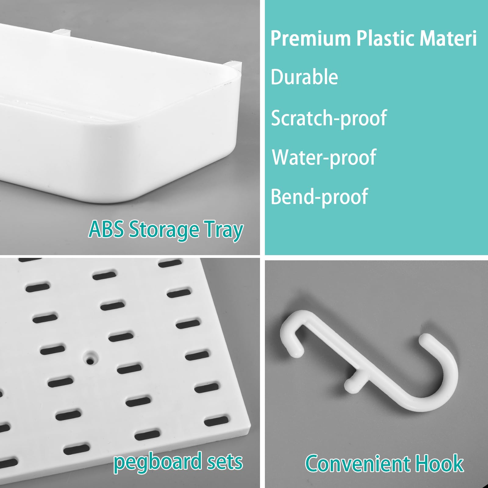 Kit per pannello forato, include 6 pannelli forati da 28 x 28 cm e ganci per accessori, organizer da parete in plastica, per ufficio, stanza dei mestieri, 42 pezzi