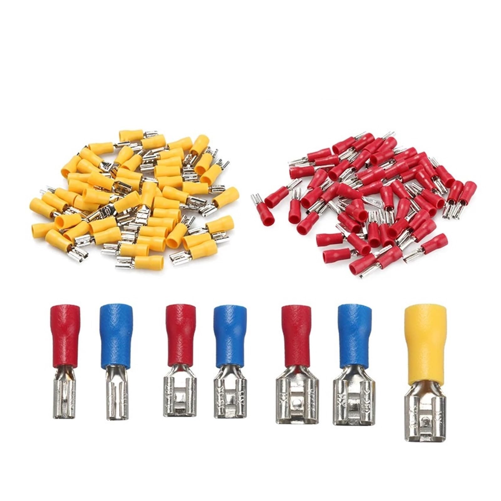 50Pcs 2.8mm 4.8mm 6.3mm Insulated Female Crimping Terminals Seal Spade Electrical Wire Connector Crimp Set Car Accessories(4.8mm Blue)