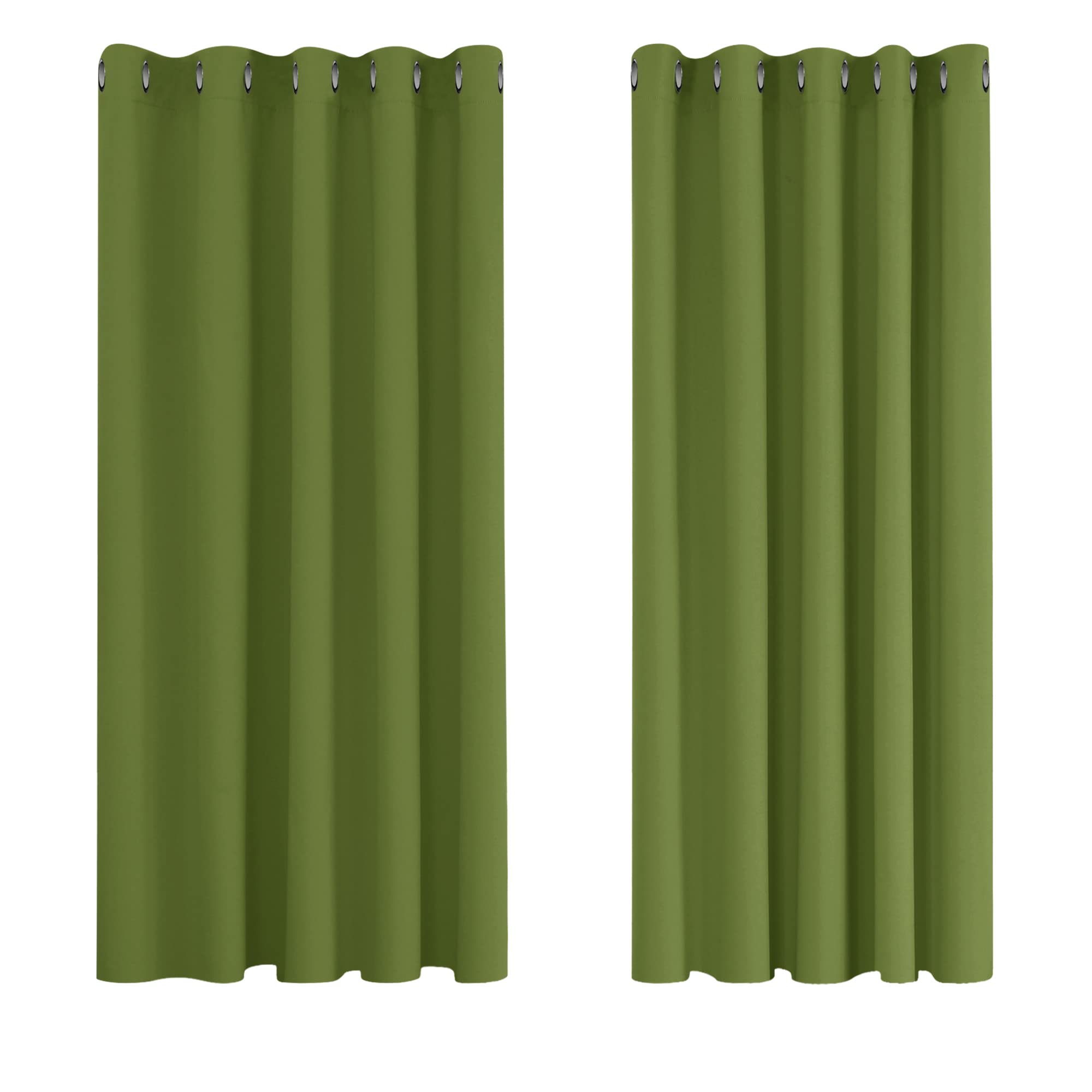 Deconovo Cortinas Opacas para Interiores, 2 Piezas, 138 cm de Alto, Cortinas térmicas Modernas para habitación Infantil, con ollados, 168 x 138 cm (Ancho x Alto), Verde Global Recycled Standard OEKO-TEX STANDARD 100 Global Recycled Standard Global Recycled Standard