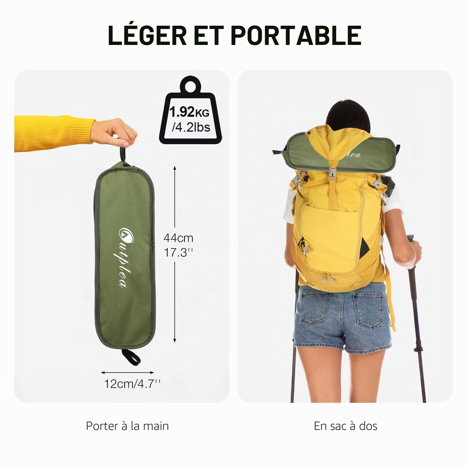 Chaise Pliante Camping Confortable Légère, Chaise de Plage Pliable Haut, Siege Camping Pliable Portable de Exterieur Randonnée Peche Jardin Barbecue, Vert