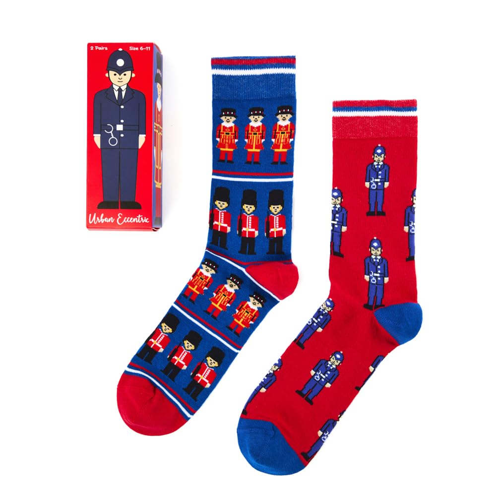 Urban Eccentric Unisex London Guard Socks | Gift | 2 Pairs | Cotton Rich Socks | Premium Socks | Novelty | Gifts